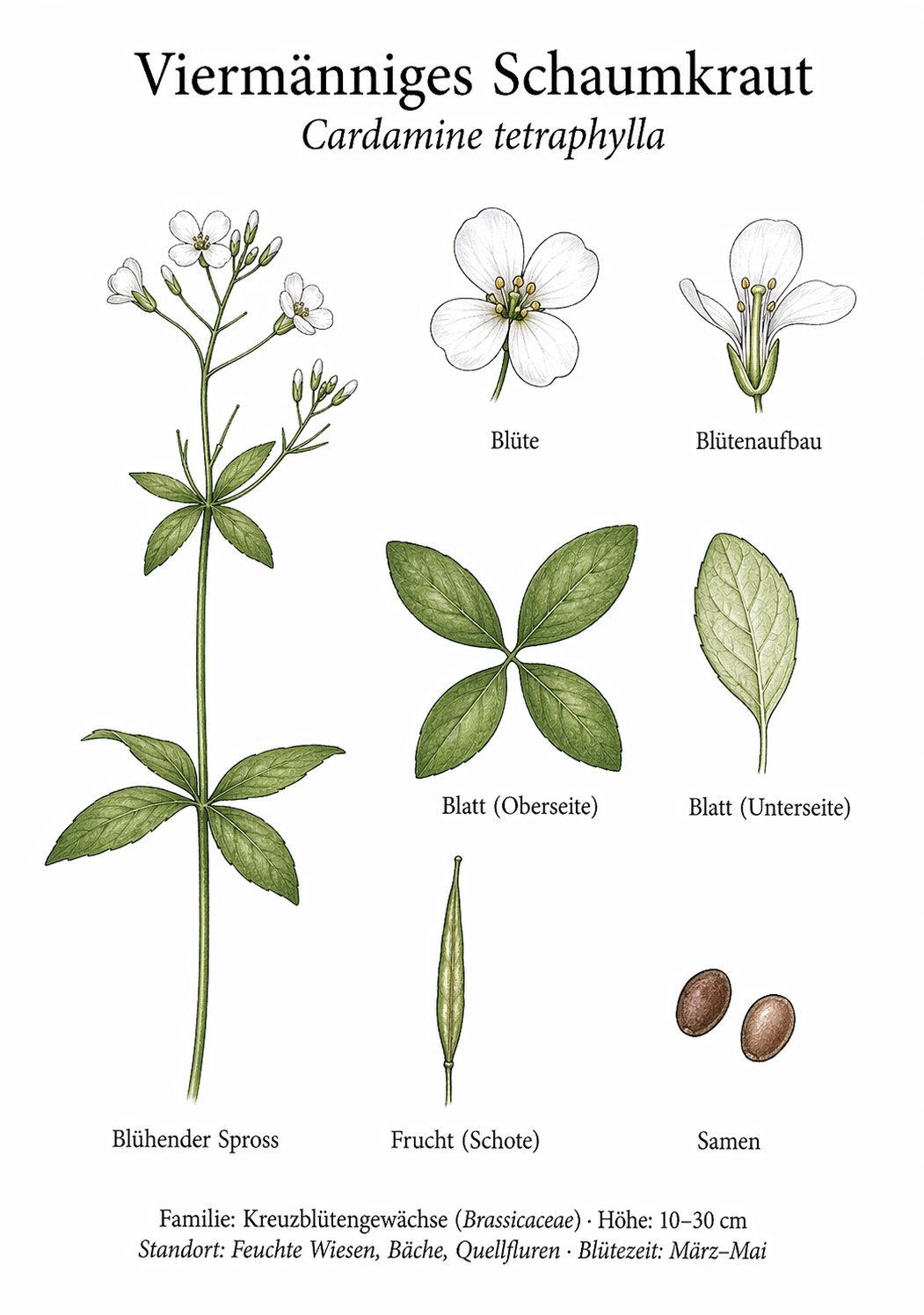 Tafel Viermänniges Schaumkraut